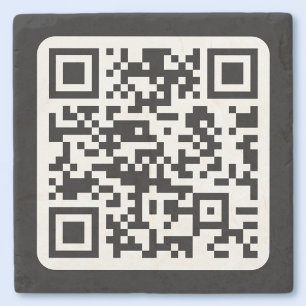 Dessous-de-verre En Pierre Code QR moderne modifiable   Blanc noir ou toute c