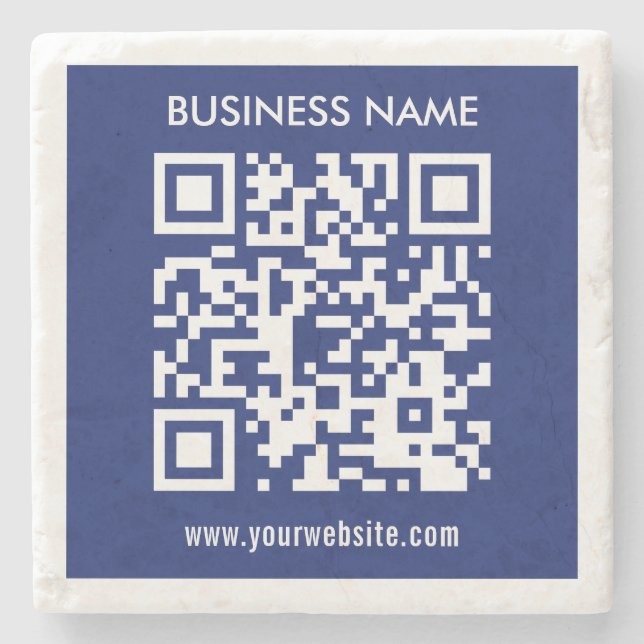 Dessous-de-verre En Pierre Code QR modifiable (généré instantanément) | bleu  (Devant)