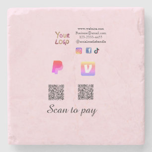 Dessous-de-verre En Pierre Code QR PayPal venmo scan pay ajouter médias socia