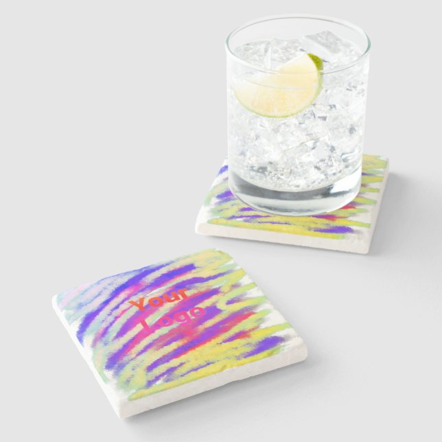 Dessous-de-verre En Pierre Code QR personnalisé simple ajouter votre nom logo (Côté)