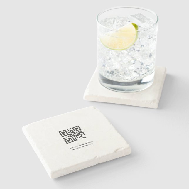 Dessous-de-verre En Pierre Code QR personnalisé simple ajouter votre nom logo (Côté)