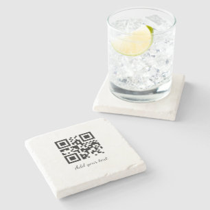 Dessous-de-verre En Pierre code QR personnalisé simple ajoutez votre nom text