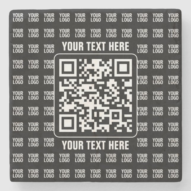 Dessous-de-verre En Pierre Code QR promotionnel (modifiable) plus motif de lo (Devant)