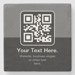Dessous-de-verre En Pierre Code QR scannable moderne Noir Gris & Blanc
