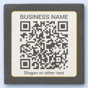 Dessous-de-verre En Pierre Code QR scannable modifiable + Nom de votre entrep