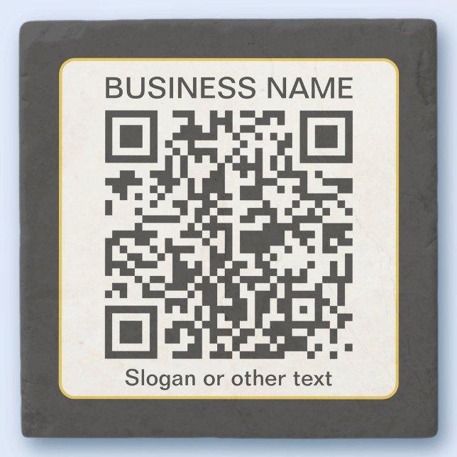 Dessous-de-verre En Pierre Code QR scannable modifiable + Nom de votre entrep (Créateur téléchargé)