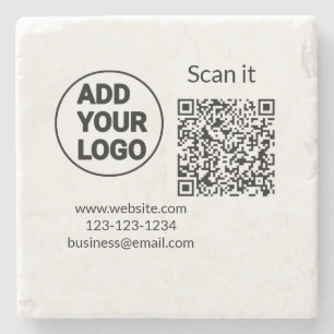 Dessous-de-verre En Pierre Code QR simple minimaliste ajouter un logo scanner