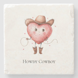 Dessous-de-verre En Pierre Cœur de cowgirl occidentale avec anniversaire de c