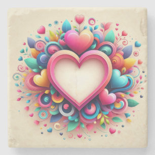 Dessous-de-verre En Pierre Coeur de la Saint Valentin coloré