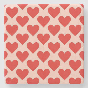 Dessous-de-verre En Pierre Cœur de la Saint-Valentin rouge traditionnel
