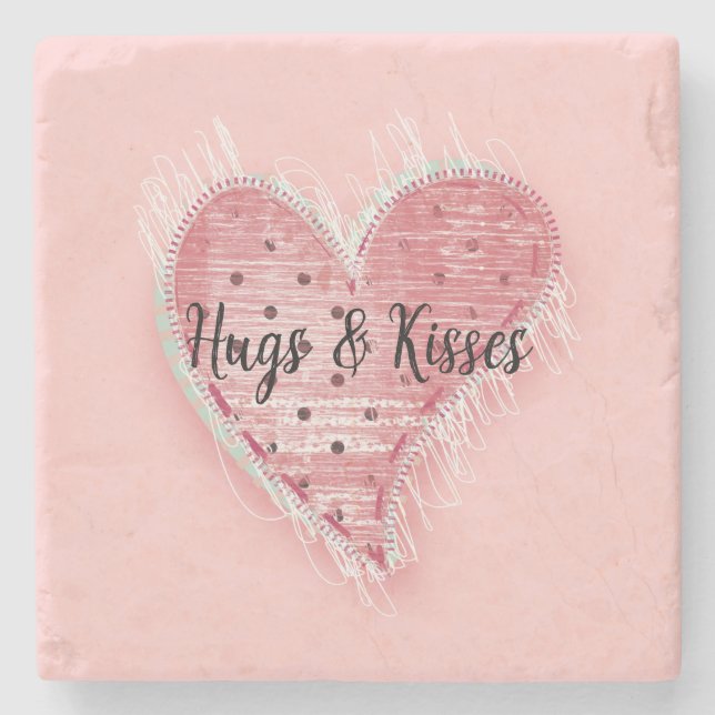 Dessous-de-verre En Pierre Coeur pointillé (Devant)