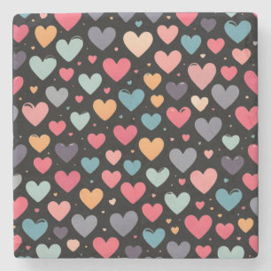 Dessous-de-verre En Pierre Cœurs colorés Saint-Valentin