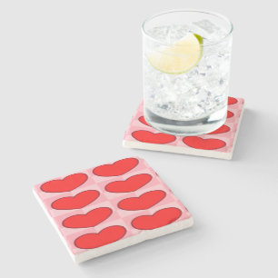 Dessous-de-verre En Pierre Coeurs d'amour carrés rouges