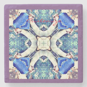 Dessous-de-verre En Pierre Coeurs de mandala bleu motif Thunder_Cove