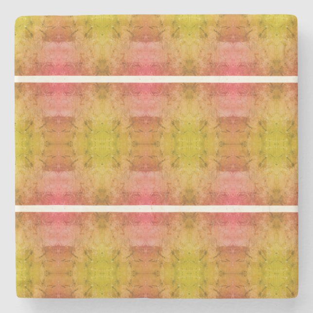 Dessous-de-verre En Pierre Coeurs de Nana (rose et jaune)  (Devant)