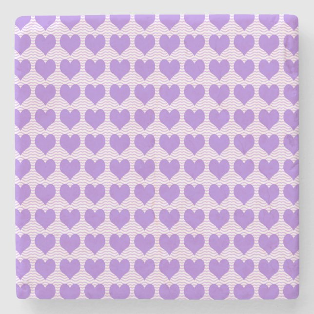 Dessous-de-verre En Pierre Cœurs violets (Devant)