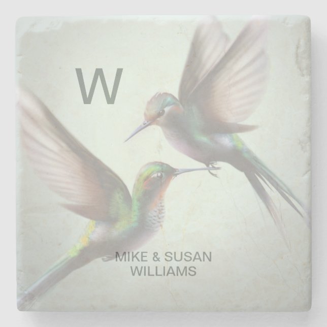 Dessous-de-verre En Pierre Colibri Ajouter un monogramme Nom (Devant)
