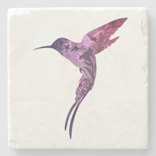 Dessous-de-verre En Pierre Colibri joliment peint (Devant)