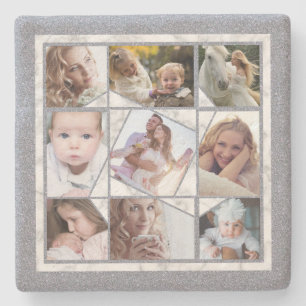 Dessous-de-verre En Pierre Collage de photos familiales 9 photos Instagram  M