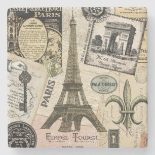 Dessous-de-verre En Pierre Collage de voyage Vintage moderne