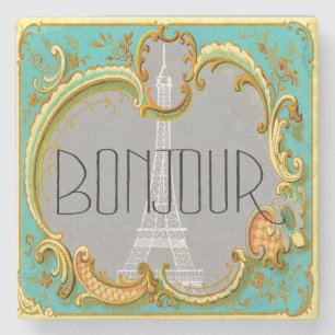 Dessous-de-verre En Pierre Collage français vintage de Tour Eiffel de Bonjou