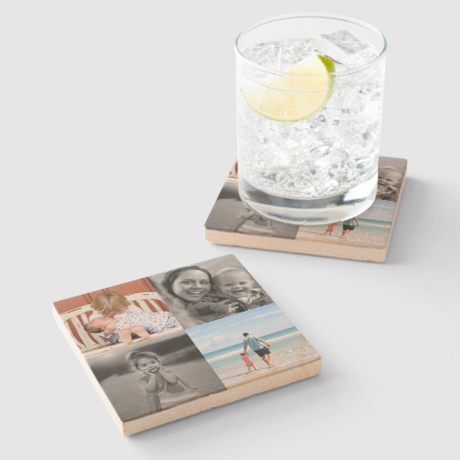 Dessous-de-verre En Pierre Collage photo carré  (Côté)