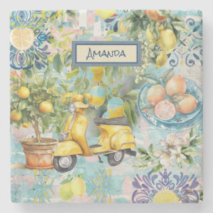 Dessous-de-verre En Pierre Collier d'agrumes sicilien bleu chic