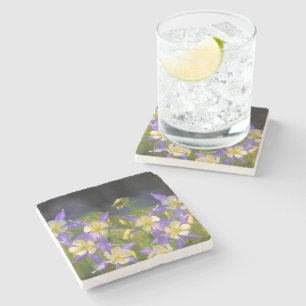 Dessous-de-verre En Pierre Colorado Blue Columbine Peinture - Art original