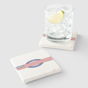 Dessous-de-verre En Pierre Colorado-Mountain-and-USA-Drapeau-gris