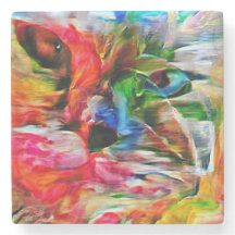 Coloré Abstrait expressionniste Art Chat Imprimer"