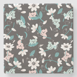 Dessous-de-verre En Pierre Coloré Koala Motif mignon animal et floral