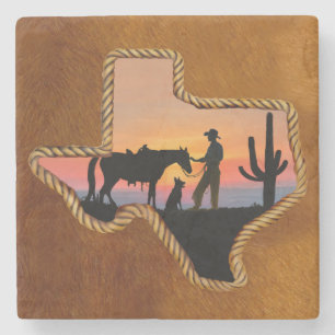 DESSOUS-DE-VERRE EN PIERRE COMPAGNONS DE COWBOY