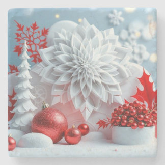 Dessous-de-verre En Pierre Composition Fleur d'Hiver