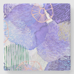 Dessous-de-verre En Pierre Conception abstraite violette