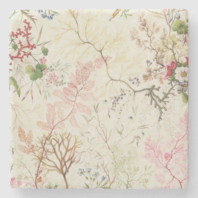 Dessous-de-verre En Pierre Conception d'algue pour le matériel en soie (la (Devant)