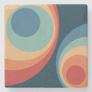 Dessous-de-verre En Pierre Conception de cercles rétro colorés