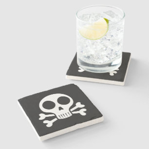 Dessous-de-verre En Pierre Conception de crâne de pirate