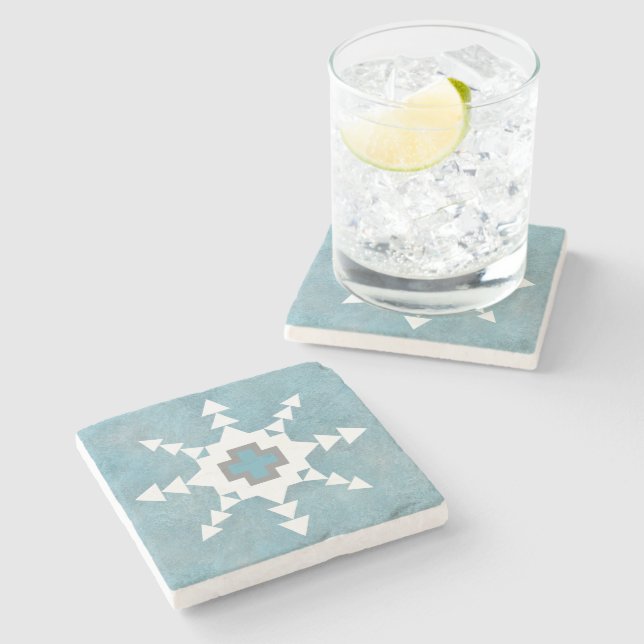 Dessous-de-verre En Pierre Conception de flocon de neige géométrique d'hiver  (Côté)