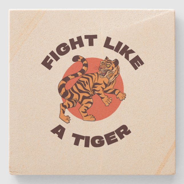 Dessous-de-verre En Pierre Conception de motivation Combattez comme un tigre (Devant)