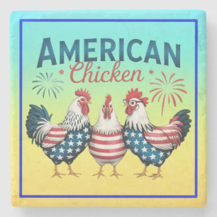 Dessous-de-verre En Pierre Conception de poulet américain patriotique du 4 ju
