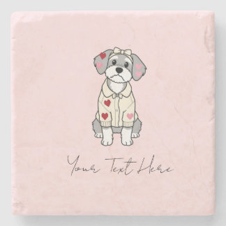 Dessous-de-verre En Pierre Conception de schnauzer cœur d'amour mignon avec d