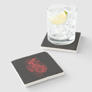Dessous-de-verre En Pierre Conception de tatouage Red Panther – Rose de roche