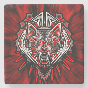 Dessous-de-verre En Pierre Conception de totem tribal Haida de loup