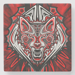 Dessous-de-verre En Pierre Conception de totem tribal Haida de loup