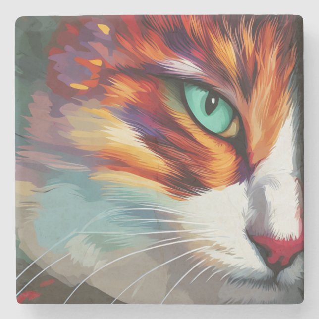 Dessous-de-verre En Pierre Conception des yeux de chat (Devant)