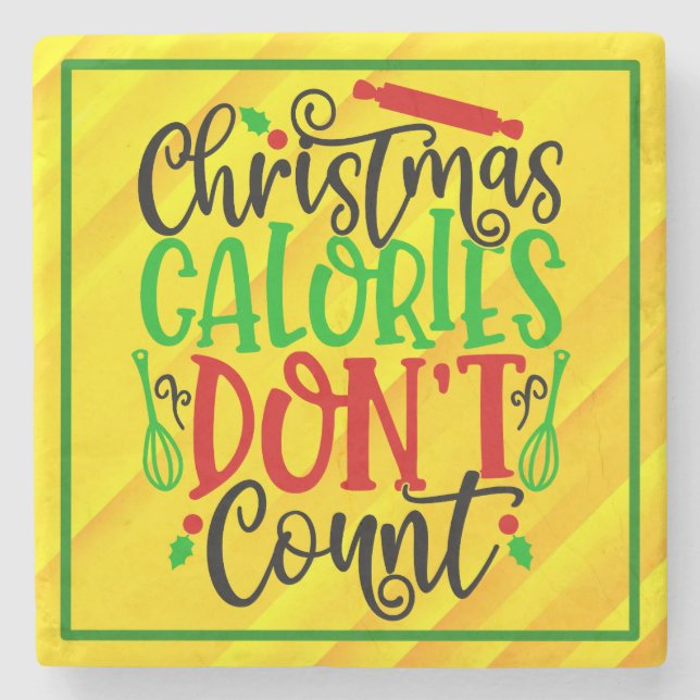 Dessous-de-verre En Pierre Conception drôle de Noël : les calories ne compten (Devant)