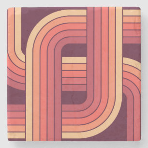Dessous-de-verre En Pierre Conception géométrique de style rétro MCM 1970