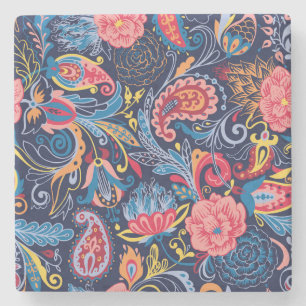 Dessous-de-verre En Pierre Conception Motif vintage Paisley sans faille