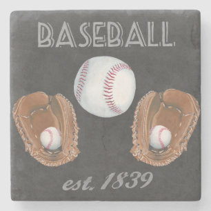 Dessous-de-verre En Pierre Conception vintage de tableau de base-ball