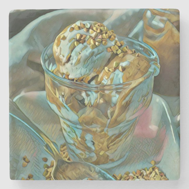 Dessous-de-verre En Pierre Cône crème glacée d'été (Devant)